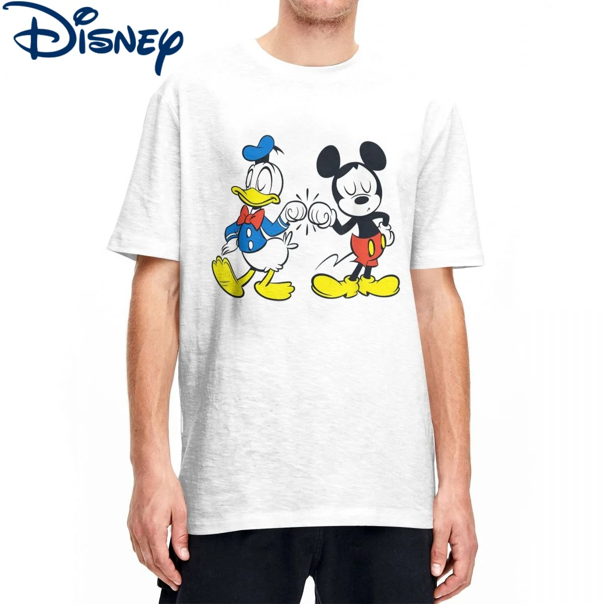 Disney-camisetas de Mickey Mouse y el Pato Donald para hombre, camisa de algodón puro con cuello redondo, ropa de verano - AliExpress
