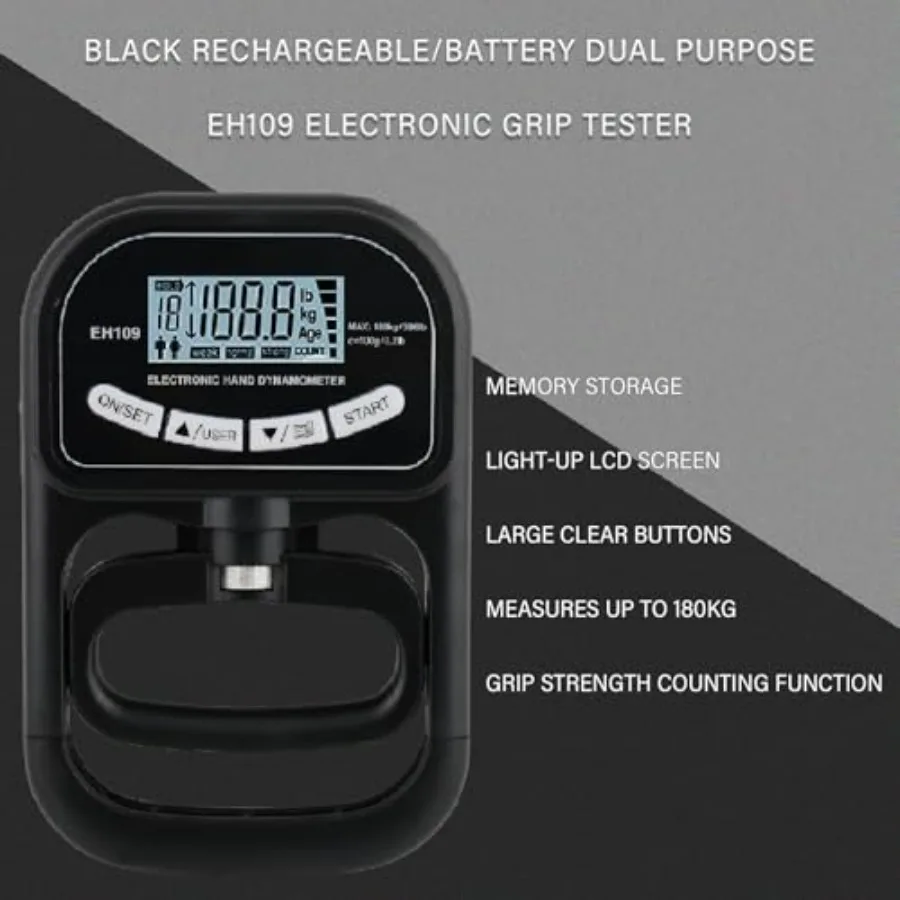 Grip Strength Tester and Trainer Set – Electronic Hand Dynamometer (400lbs/180kg) & Adjustable Resistance Grip，Electronic Counti
