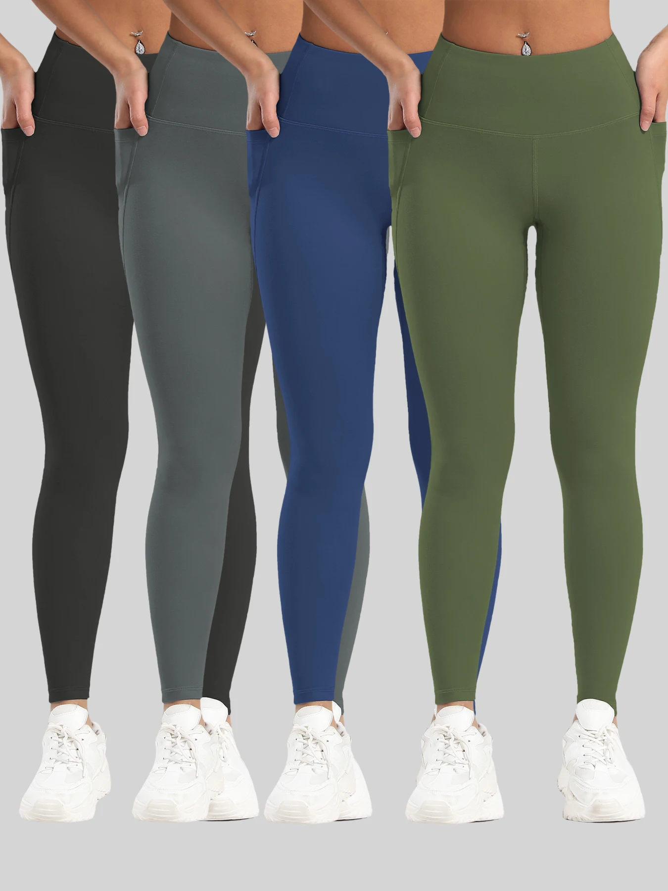 CHRLEISURE 1/3/4 PCS Seamless Yoga Pants High Waist Butt Lifting Workout Tights with Pockets Slim Elastic Women Fitness Leggings