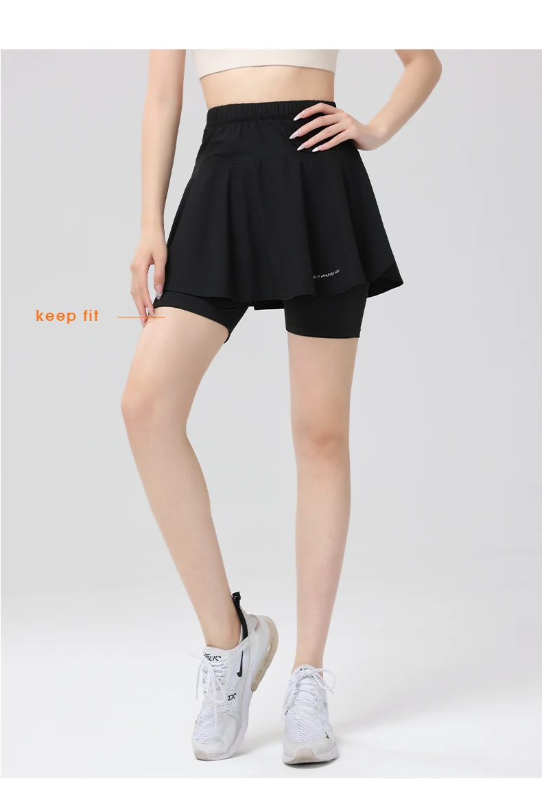 Women's Tennis Skirts, High Waisted 2 in 1 Sports Skirt with Pockets , Athletic Skorts for Running Badminton, Golf Wear 14 S7827b3dec46d41dbb565946bb12a26beD