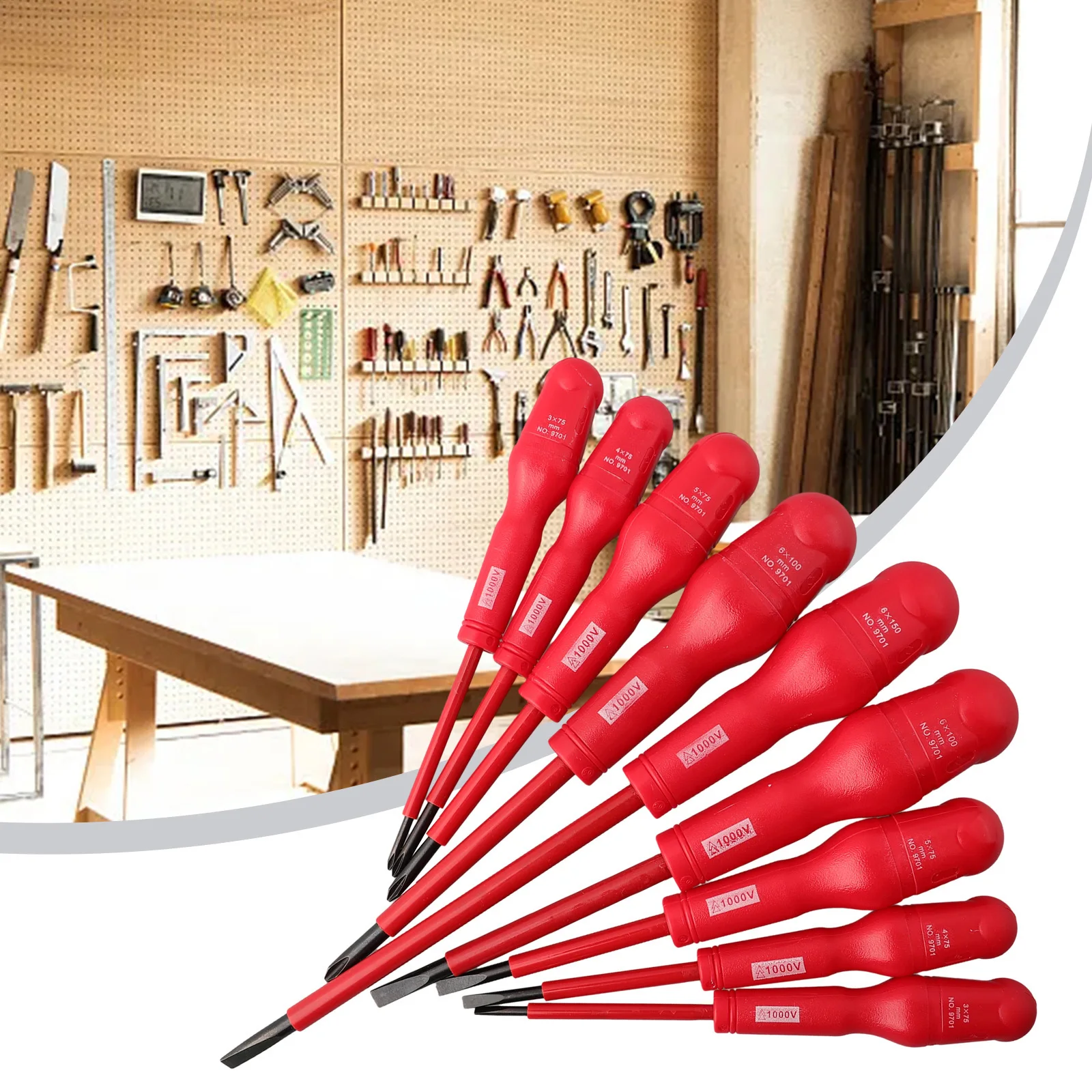 

9pcs/set Electrical Insulated Screwdriver Set Slotted Screwdriver Bits Withstand Voltage 1000V For Electrician Hand Tools