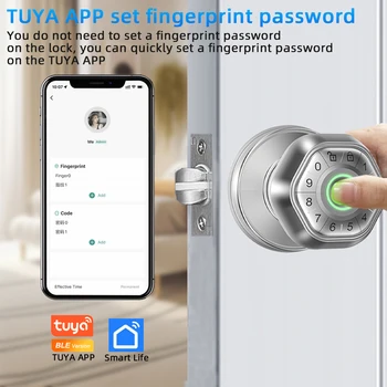 RAYKUBE Q5 Tuya BLE Smart Fingerprint Door Lock Electronic Lock Round Knob with Password/Key/Tuya APP Unlock 3