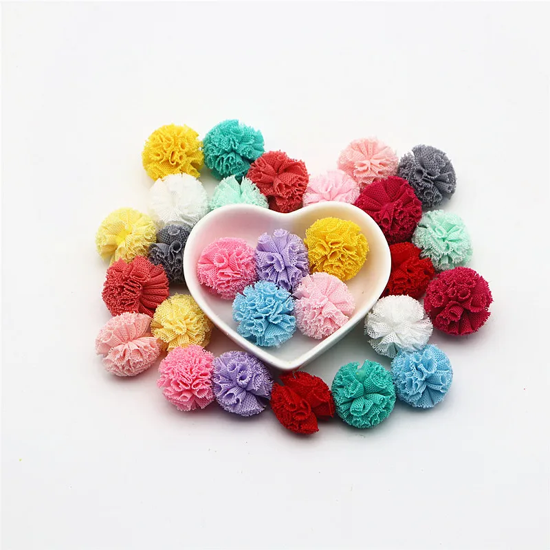 24-48 Pieces 25Mm Net Yarn Elastic Flower Ball DIY Craft Supplies For Jewelry Decoration
