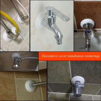 2 ชิ้นพลาสติกผนังท่อฝาครอบก๊อกน้ําวาล์วมุมท่อปลั๊กตกแต่ง snap - on แผ่นอุปกรณ์ครัว 2