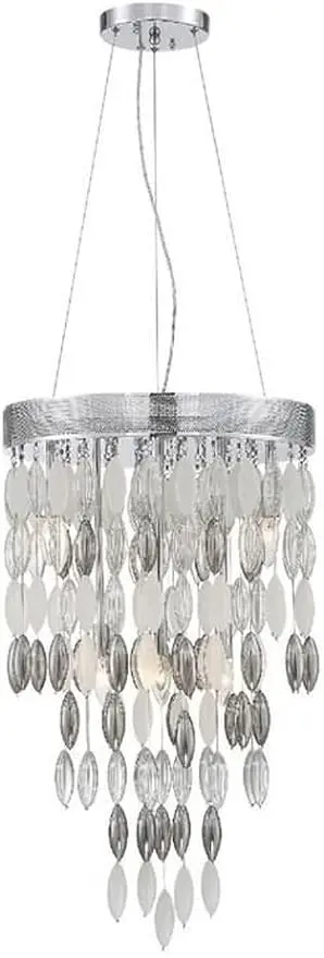 

Bailey Street Home Contemporary 6 Light Tiered Chandelier with Frosted, Silver & Clear Glass in Polished Chrome