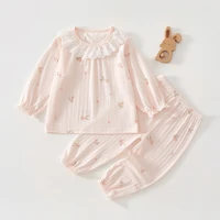 Vêtements d'été pour bébés filles, classe A, 6-12 mois, vêtements climatisés pour nourrissons, ensemble deux pièces, fibre fine d'été 80 1