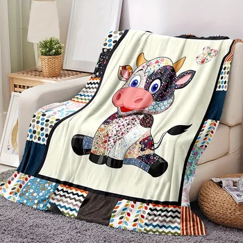Cute Cow Print Blanket Cartoon Cow Print Bedding Lightweight Warm Fluffy Blankets For Bed Sofa Couch Camping Travel Gift 1