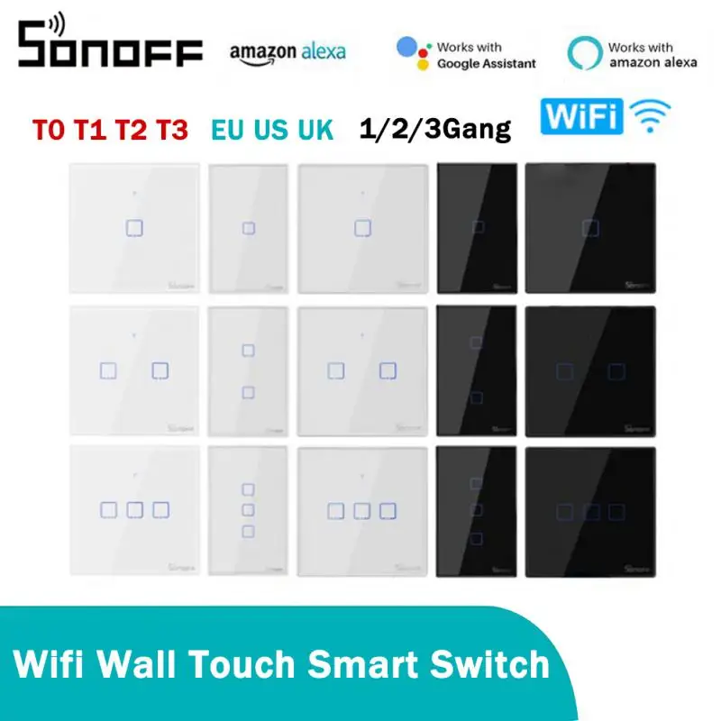 

Выключатель SONOFF TX настенный сенсорный с поддержкой Wi-Fi и управлением через приложение Ewelink