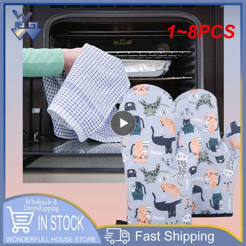 

Термостойкие Нескользящие хлопковые перчатки для микроволновой печи, 1-8 шт.