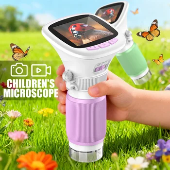 Children's handheld microscope with rotating focus and 2.4-inch high-definition screen for outdoor children's science microscope 1