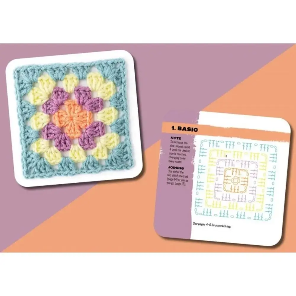 Knitting Pattern Cards Embroidery Thread Braided Rope Wrapping Granny Square Card Deck Mix Match Designs DIY Knitting Kit