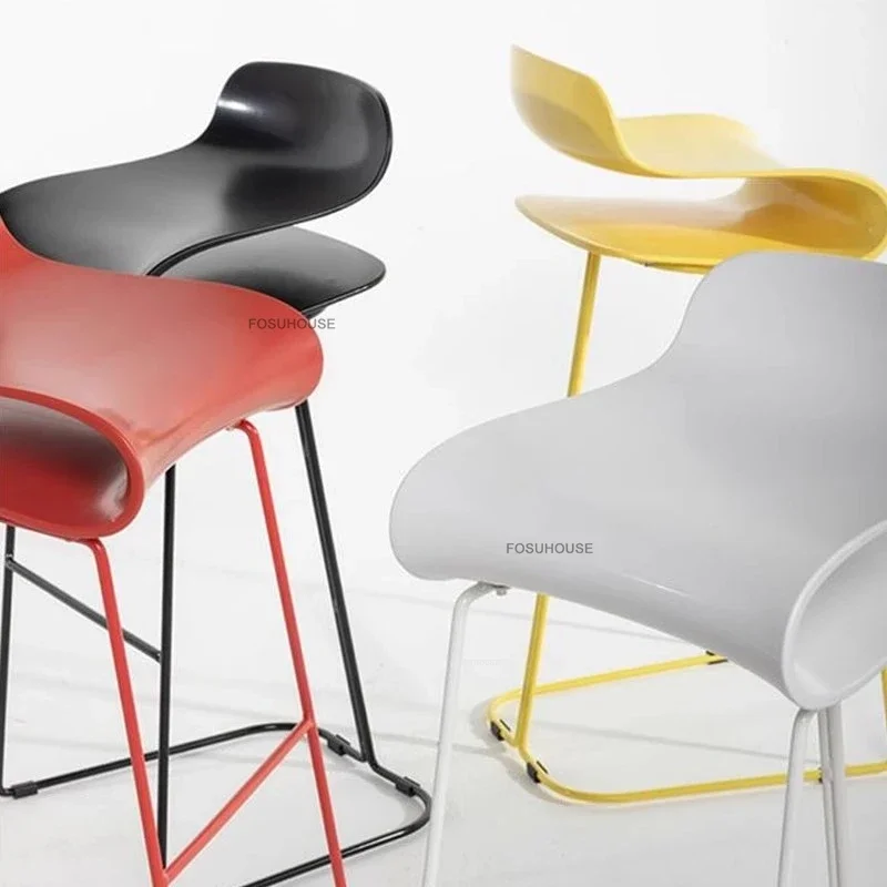 Nordic Iron Bar Chairs Luxury Bar Furniture Home Cafe Back Dining Chair Creative Suspended Design Stool Kitchen Curve High Stool