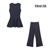 TRAF ZR Set Woman Two Pieces Casual Elegant Basics Knit Sleeveless Minimalist Sets Y2k Outfit Set Women's Summer Suit Sets 1