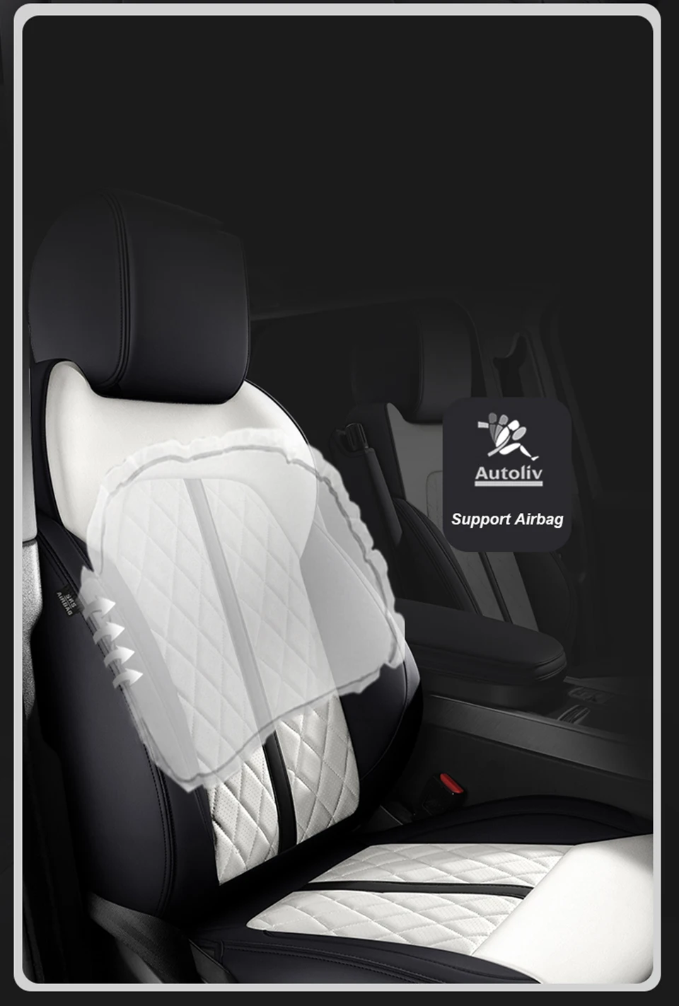 Waterproof Seat Covers For Chevy Equinox EV 2024-2025 – 5-Seat Premium Leather Seat Protectors (Black & White)