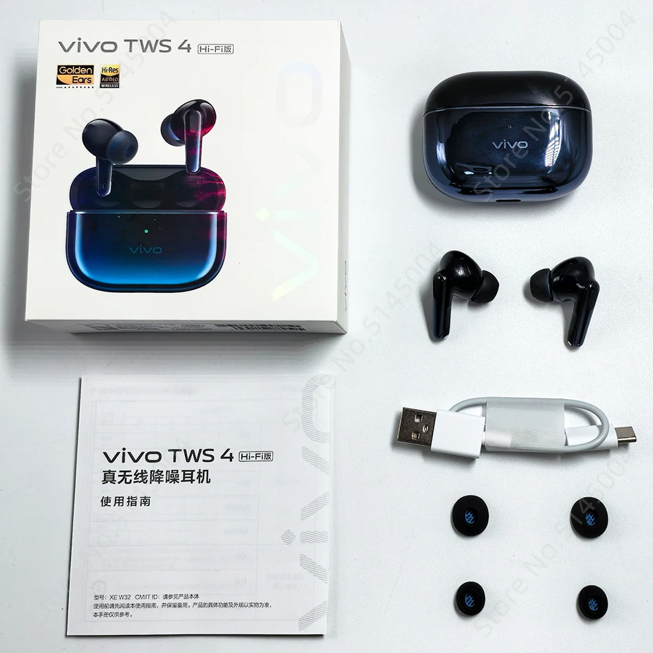 ViVO TWS 4 HiFi 55dB 능동형 소음 차단 진정한 무선 이어폰 LDAC TWS 이어폰 Bluetooth 5.4 AptX 무손실 LDAC IP54