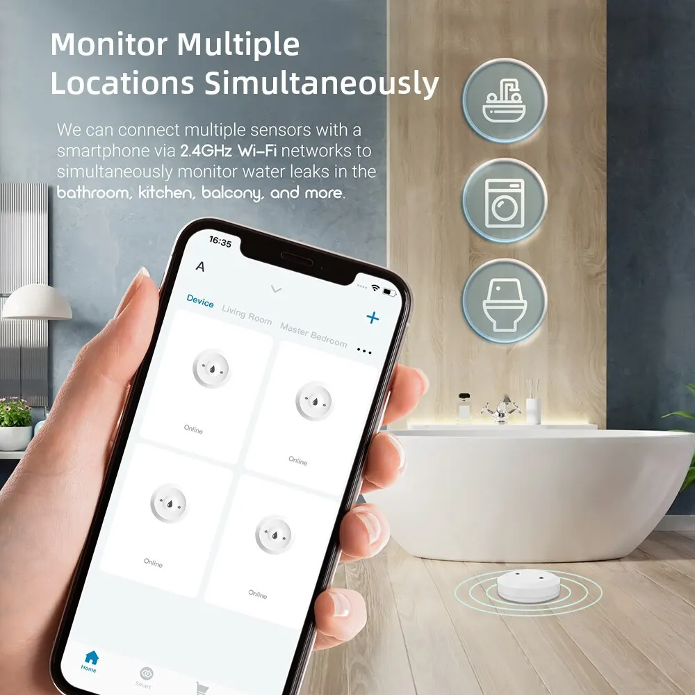 Tuya Zigbee Water Immersion Sensor Water Leak Detector Leakage Protection Sensor