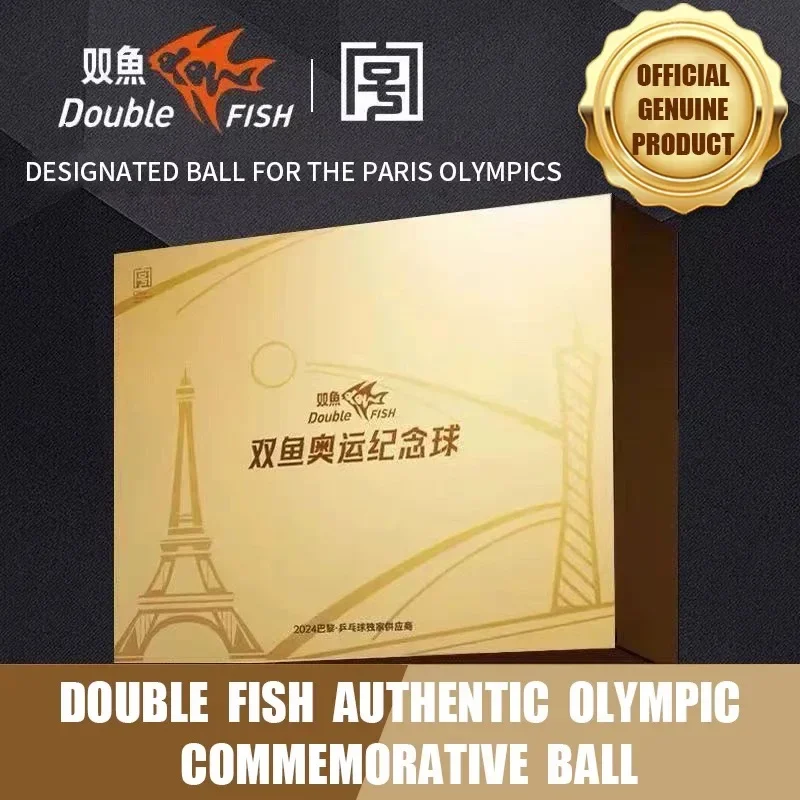 Description Picture 4 of itemDouble Fish Memorial Ball 2024 Paris Olympics V40+ Ping Pong Balls Official 3 Star Gift Box Table Tennis Ball Limited Edition