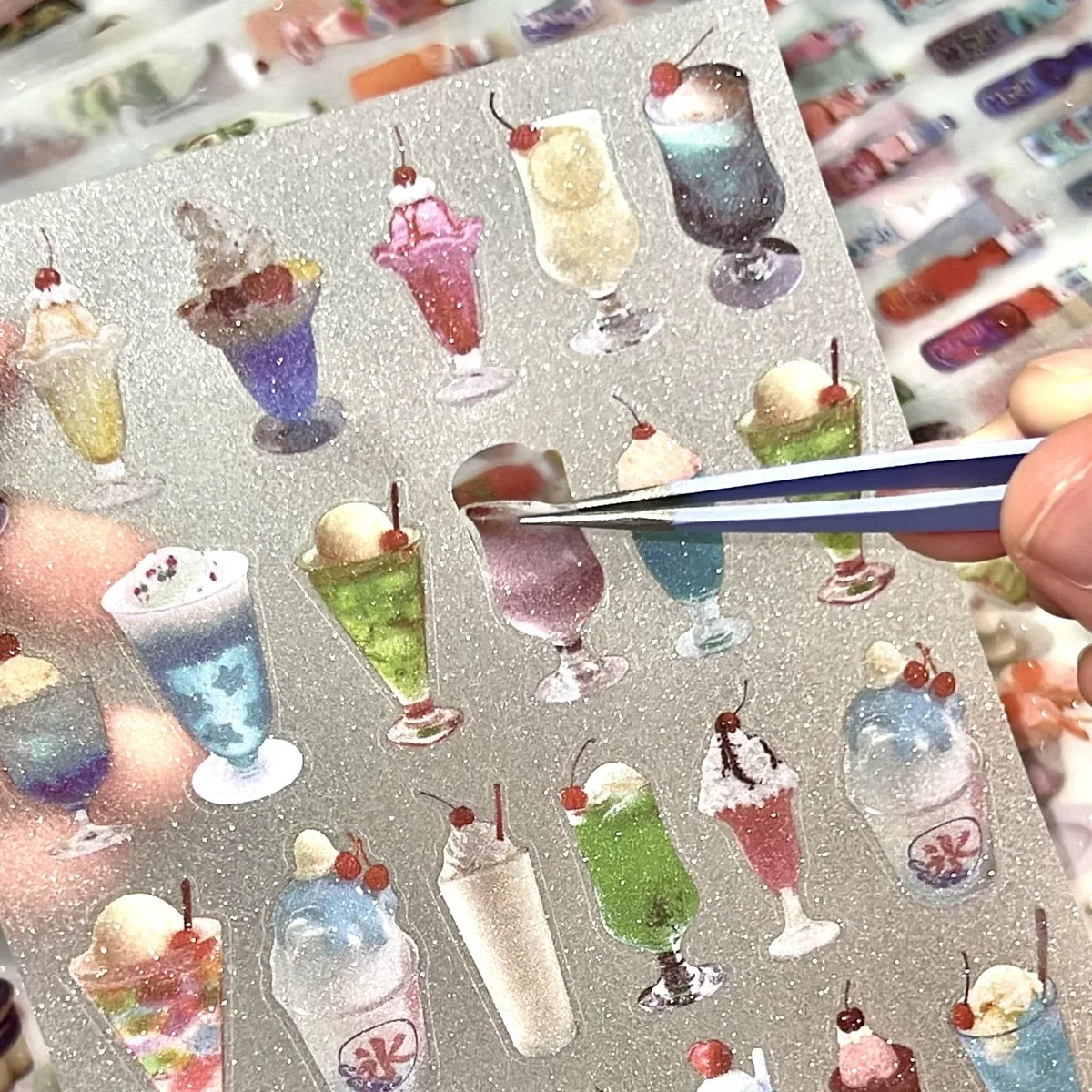 Vintage Snacks & Fruits Decorative Sticker Set - 6/10 pcs for Scrapbooking & Journaling