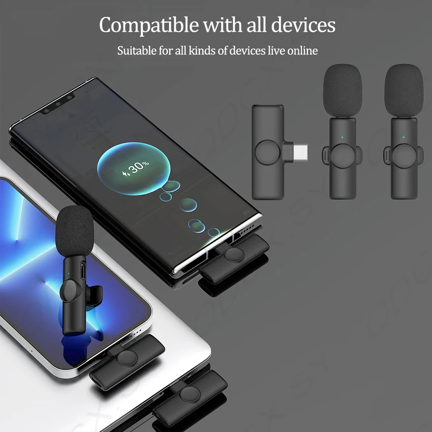 Portátil sem Fio Microfone de Lapela Transmissão ao Vivo Microfone para Iphone Gravação de Vídeo de Áudio Redução Ruído Gaming Android - Image 5