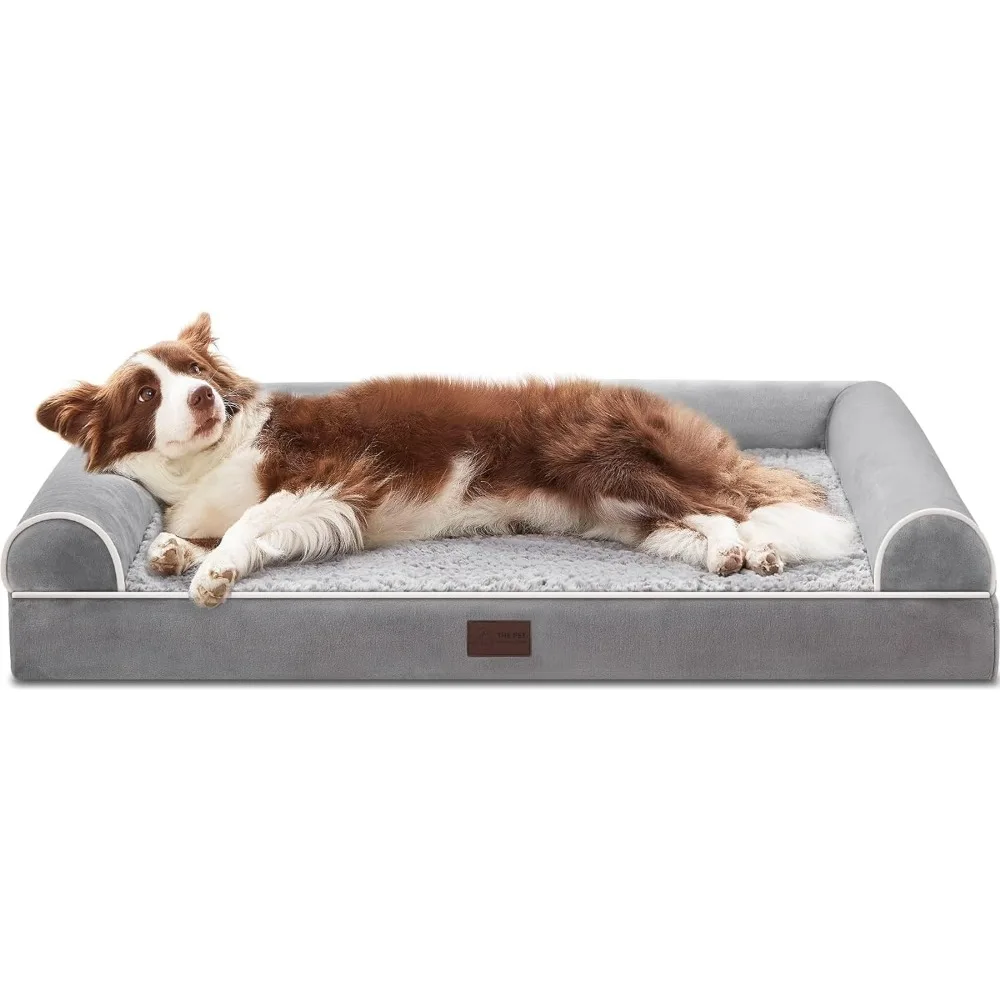 

Ортопедическая кровать для больших собак, съемная моющаяся кровать с нескользящей пеной и водонепроницаемой подкладкой для домашних питомцев