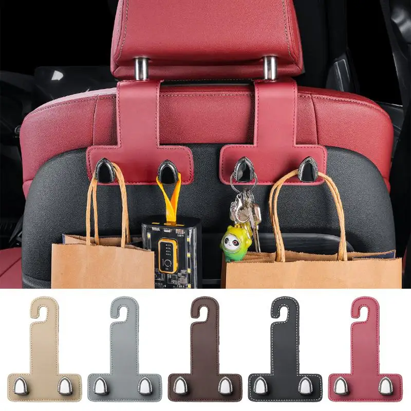 

Double Car Hook 2 In 1 Car Seat Headrest Hook Auto Back Seat Organizer Hanger Handbag Clothes Bracket Car Interior Accessories
