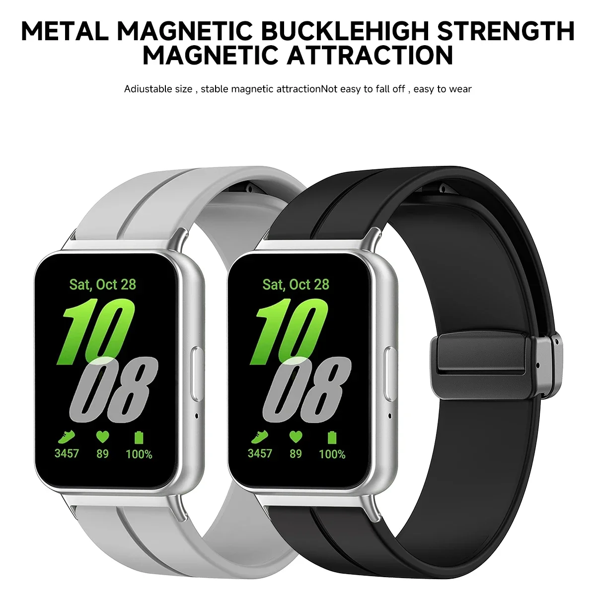 Magnetic Strap with Metal Connector for Smartwatch Bracelet - Silicone Strap Accessories