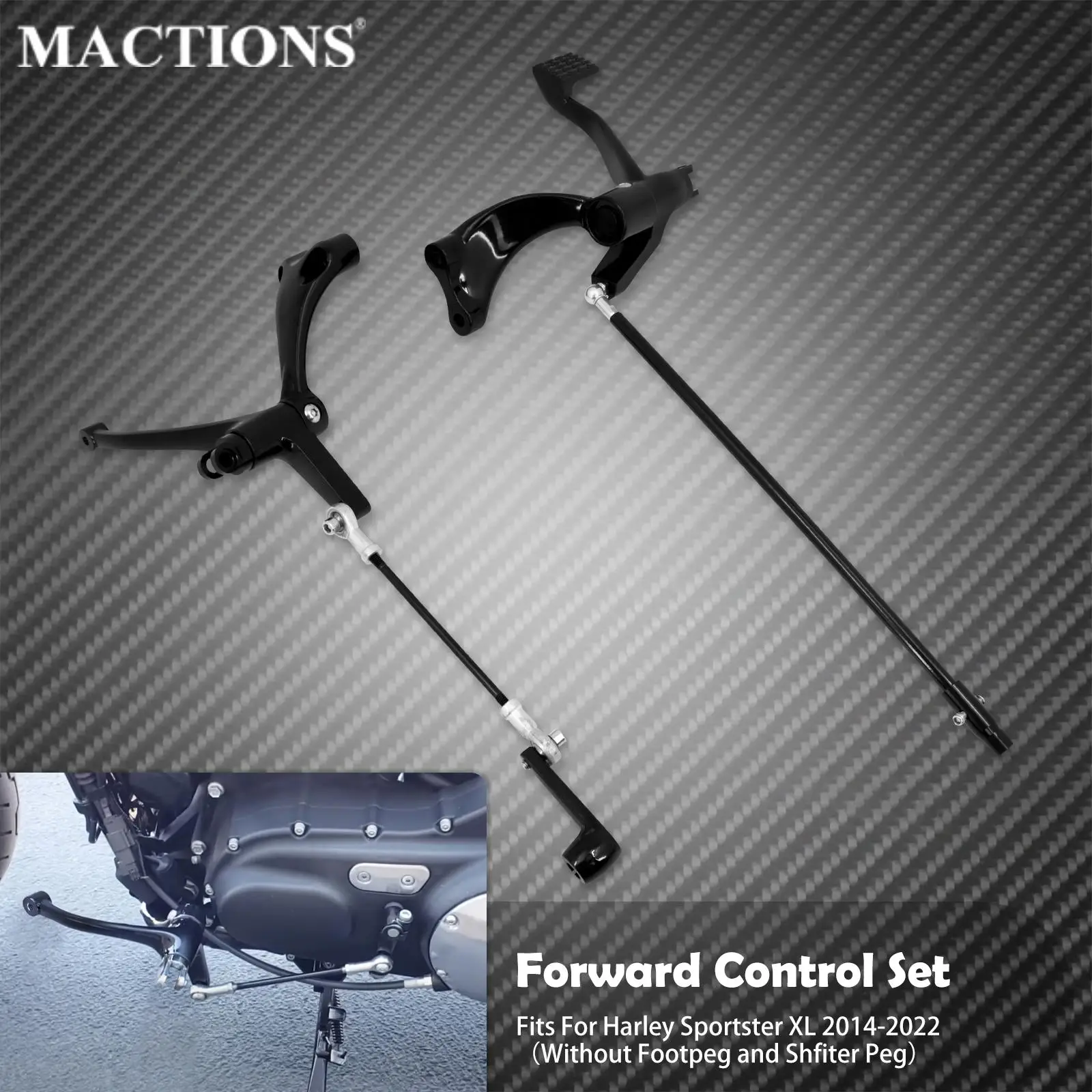 Motorcycle Forward Controls Set with Front Brake Levers Linkage Kit No