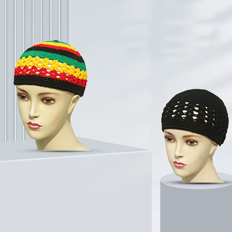Kufi 모자 남녀공용 솔리드 코튼 기도 모자, 이슬람 비니, Kufi 모자, 수제 겨울 따뜻한 장식 액세서리, 신제품