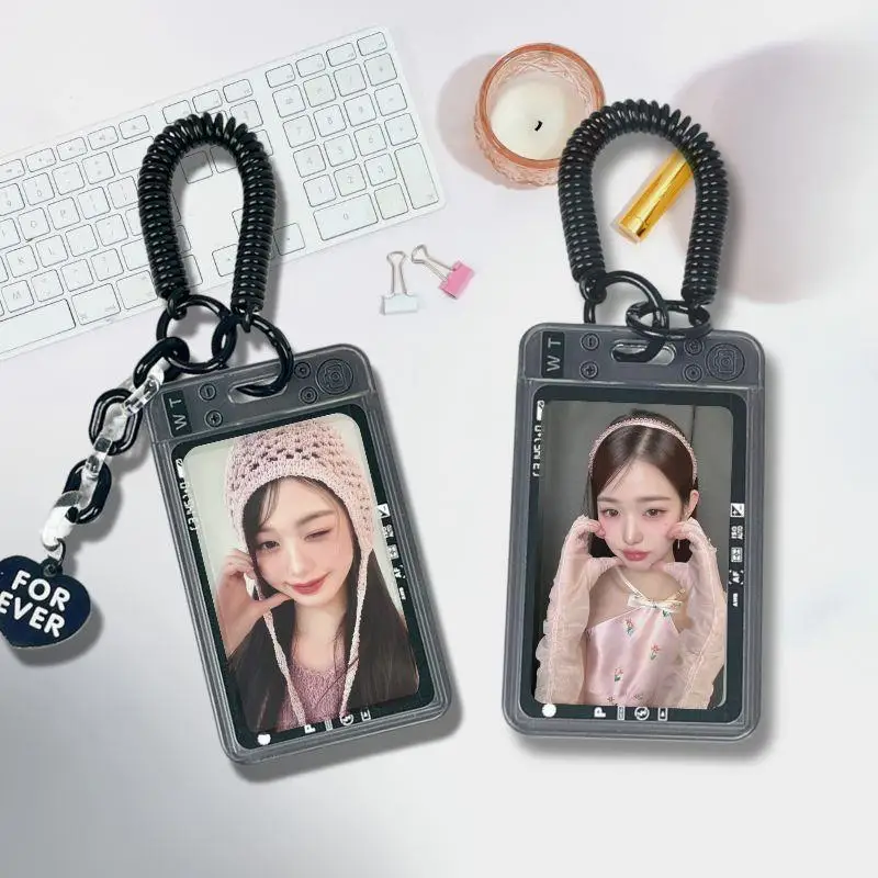 Clear Acrylic Photocard Holder with Keychain - Transparent Protective Case