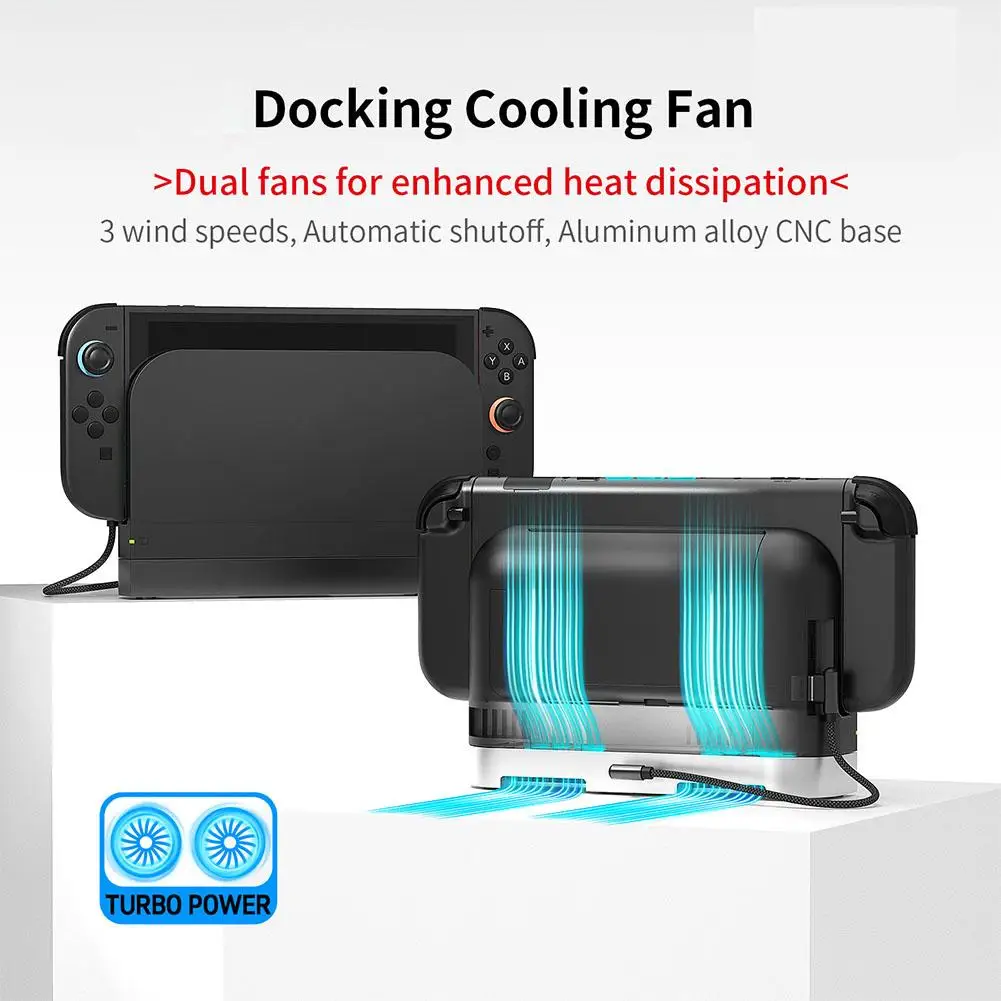 Mcbazel Switch 2 Dock Ventola di Raffreddamento con Luci RGB, Velocità Regolabile a 3 Impostazioni, Supporto per Archiviazione Schede di Gioco, Porte USB per Caricamento per la Console Switch 2