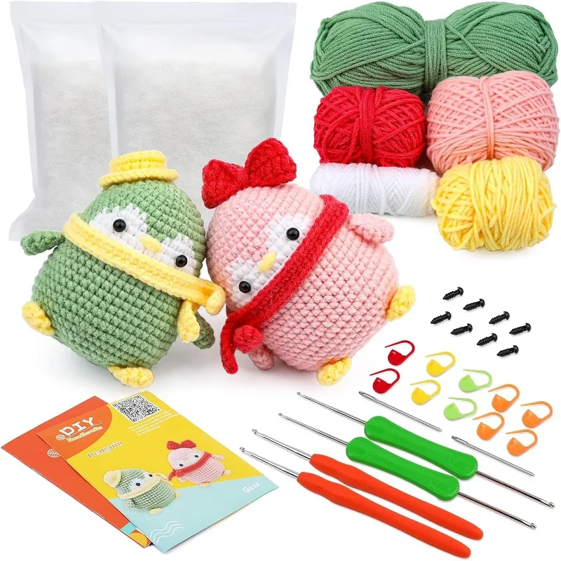 Zxiixz Dinosaur DIY Crochet Kit for Adults and Kids with Crochet Accessories and Instructions