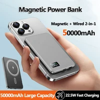 Magnetic Power Bank 50000mAh Ultra 3C Certification Ultra-Thin Wireless Fast Charging Portable Battery Display PD22.5W Universal