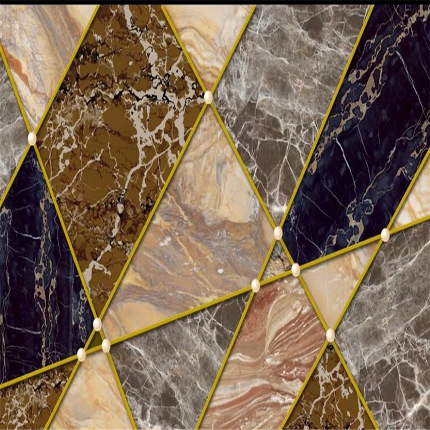 Modern minimalist abstract golden lines geometric marble wallpapers TV background wall 3d stereoscopic wallpaper