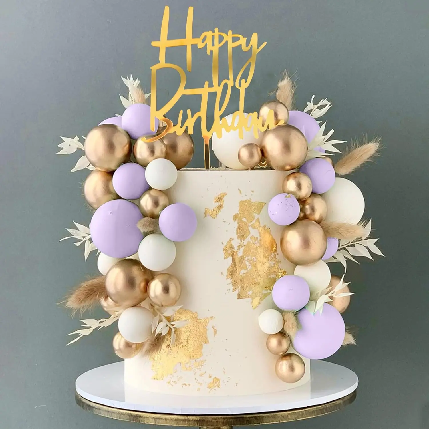 Khaki Ball Cake Topper Boho Gras Cake Topper Happy Birthday Kuchendekoration für Hochzeit Baby Shower Boho Themenparty Zubehör – Detail 35