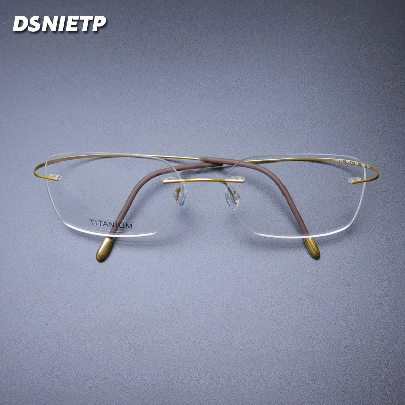 

Vintage Pure Titanium Rimless Glasses Frame Men New Square Prescription Myopia Frameless Eyeglasses Male Luxury Brand Eyewear