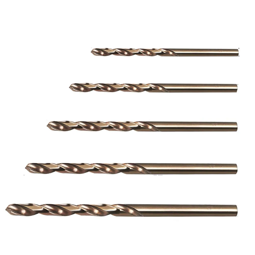 

5Pcs HSS M35 Cobalt Drill Bit 1/1.5/2/2.5/3mm Auger Head 135 Degree Split Point Tip For Stainless Steel Hole Punching Tools