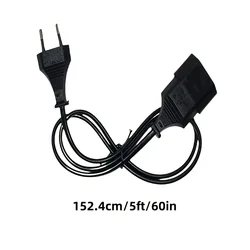EU Standard Black and White Power Extension Cord, 2.5A/250V - Ideal (Black  5ft)