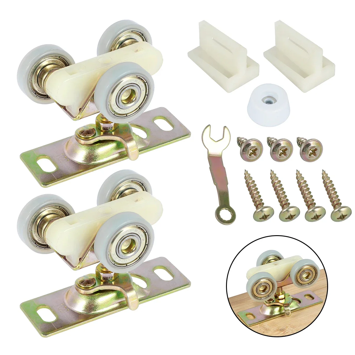 Sliding Door Rollers Sliding Pocket Door Rollers Replacements Top Hanger Sliding Door Hardware Wheels Assembly for Johnson Part 1125 & 1500 Hardware