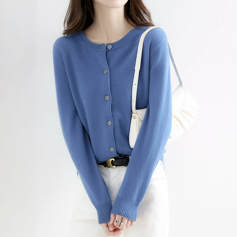 New Spring And Autumn Round-Neck Knitted Cardigan Long-Sleeved Korean-Style Fashionable Knitted Sweater For Women-ZD021 5