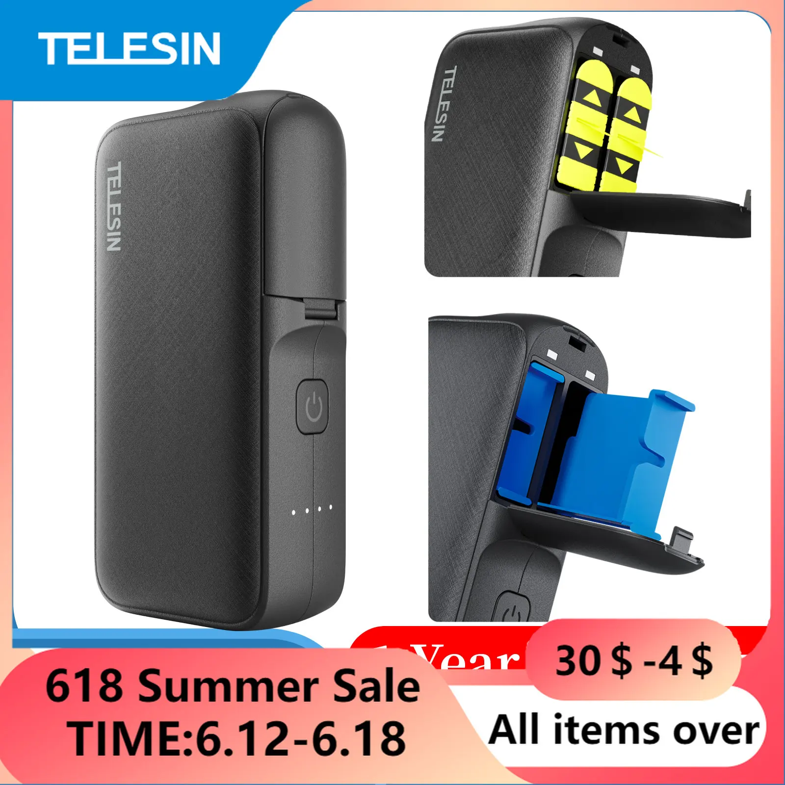 TELESIN 10000mAh Powerful Power Bank for GoPro11 hero 11 10 9 for GoPro