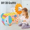 3D DIY handmade cardboard, creative cardboard, animals, graffiti, kindergarten models, cardboard toys, coloring, lions, 2