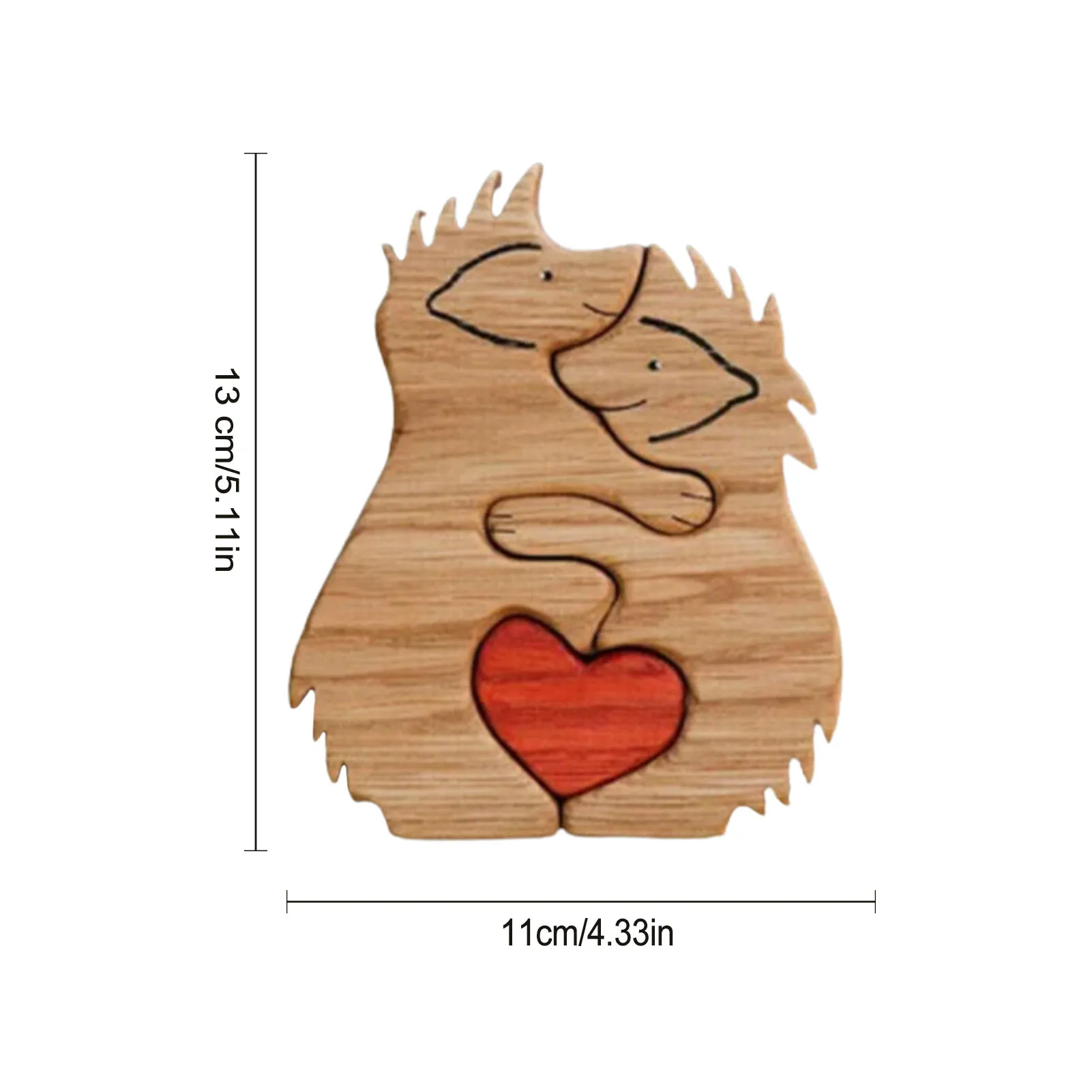 Hand-Carved Beer In Love Wooden Love Beer Animal Figurine Decor Handmade Love Elephants for Lover Desk Decoration 2023