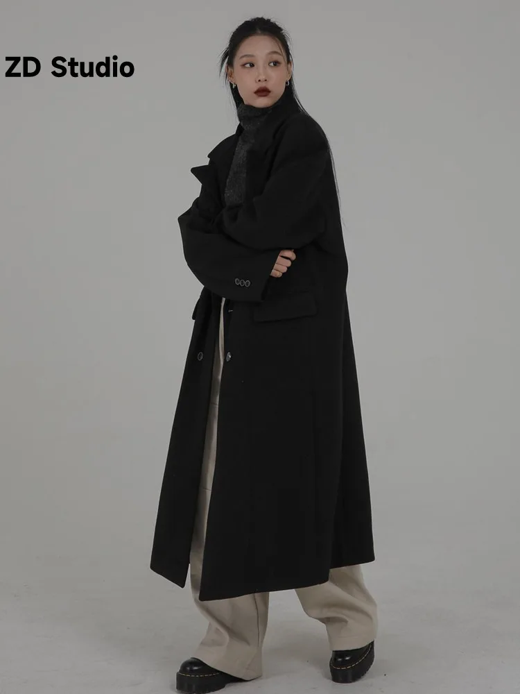 

[ZD Studio] 2023 Autumn And Winter New Not Ball Hepburn Style Thickened Woolen Long Coat Woman