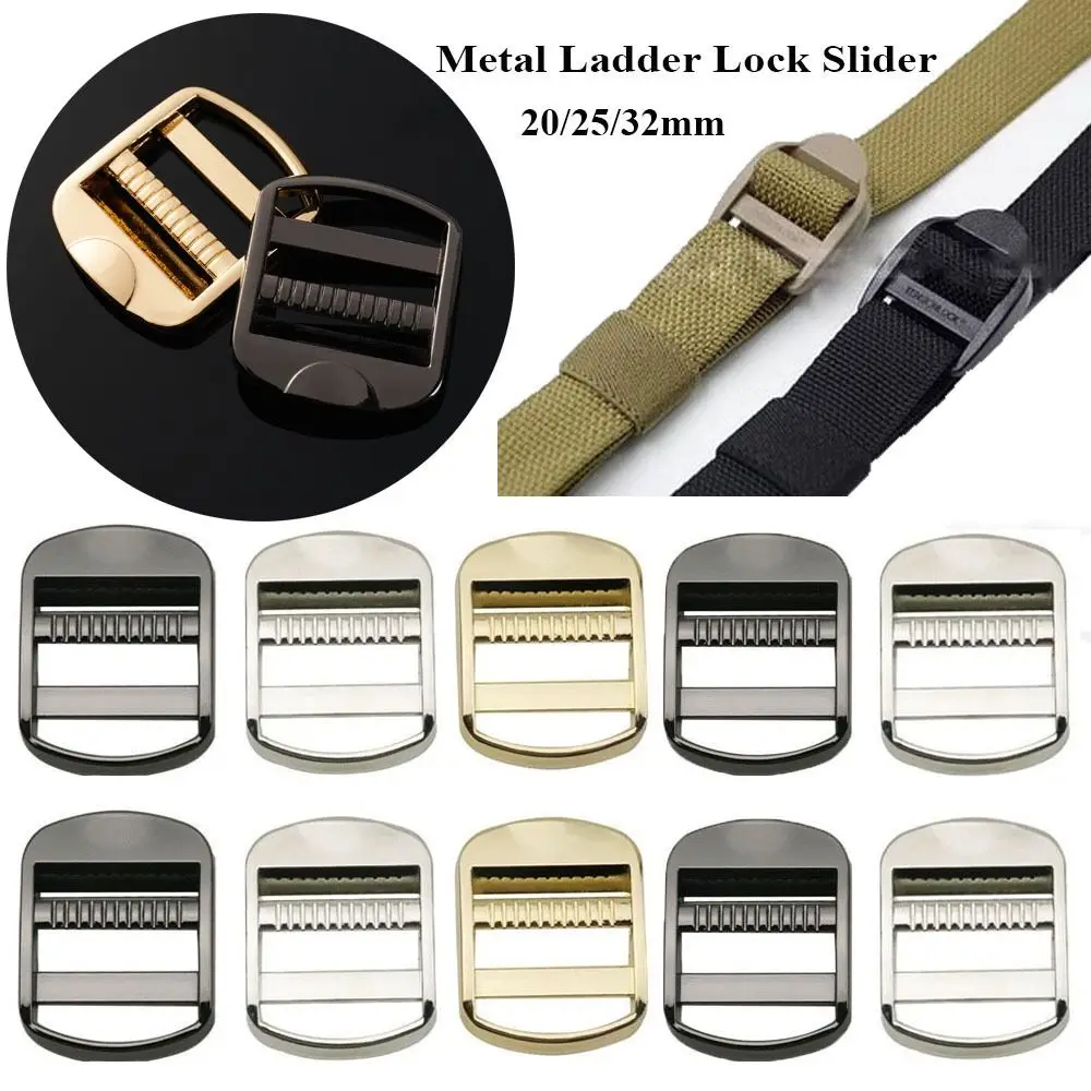 Carabiner belt clip 5pcs 3 Colors Metal Ladder Lock 20/25/32mm Metal Belt Buckles Slider Adjust Buckles DIY Tactical Backpack Straps