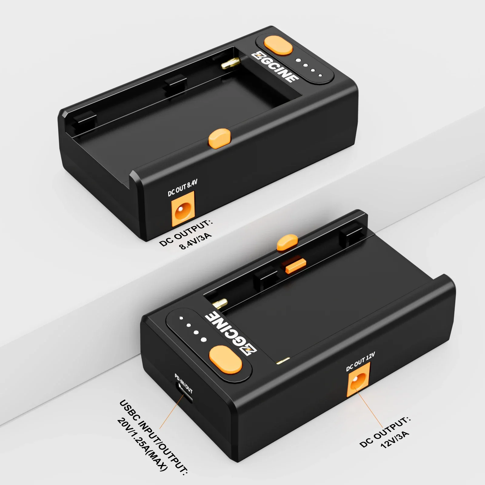 ZGCINE NPF-02 NP-F Series Battery Charger Battery Adapter Plate with Type-C Charging Port for NP-F970/NP-F750/ NP-F550 Batteries