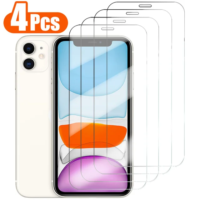 4Pcs Full Cover Protection Glass On the For iPhone 13 12 11 14 Pro Screen Protector For iPhone 6s 7 8 Plus 5s 14 XR XS MAX Glass 1