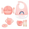 4/6/8PCS Baby Soft Silicone Plate Set Food Grade Non-Slip Dinner Plate Cup Spoon Fork Set BPA Free Children Feeding Dinnerware 1