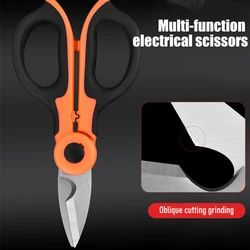 Ciseaux en acier à haute teneur en carbone pour la maison, ciseaux d'électricien, outils de coupe de fil de dénudage pour tissus, papier et câbles 