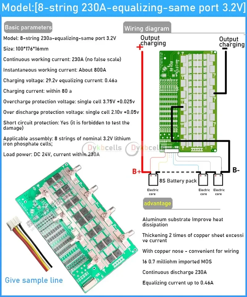 6S 7S 8S Li-Ion Lifepo4 Lithium Batterie Schutz Board BMS Balance 50A 100A 130A 230A300A Strom 24V Energiespeicher RV Power – Detail 14