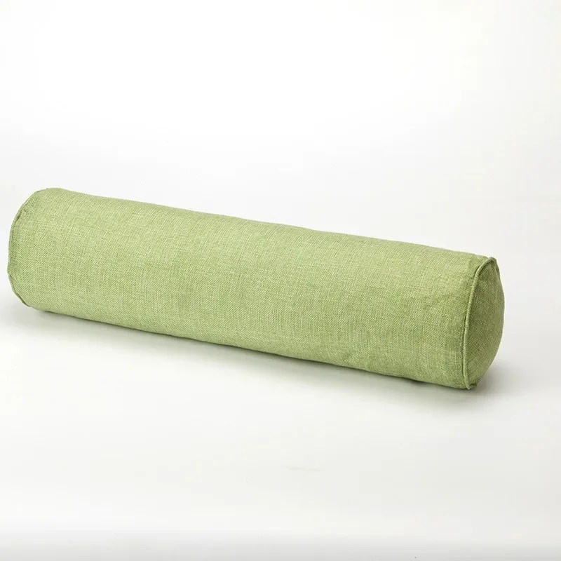 Solid Color Cotton and Linen Cylindrical Lumbar Backrest Office Sofa Headboard Cushion Removable and Washable Candy Pillow